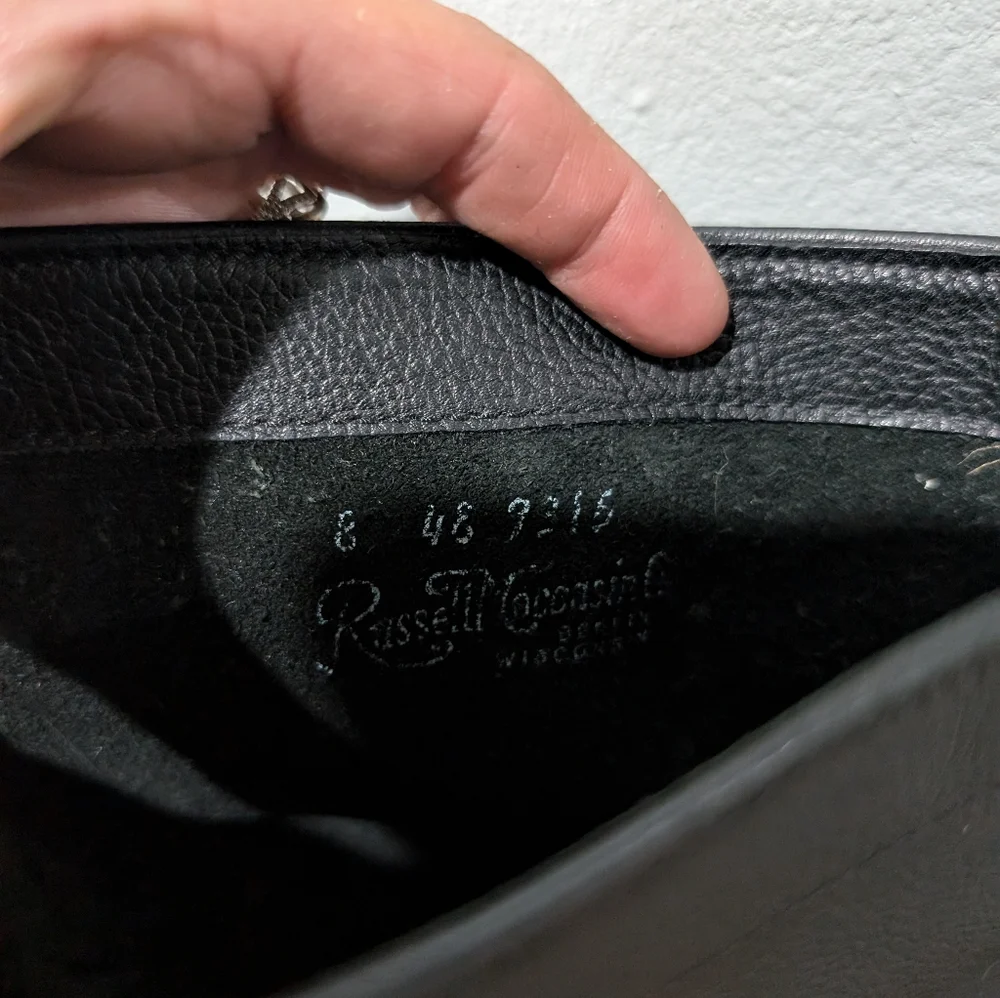 Russell Mocassin zephyr boots 8 D black‎ chromexel